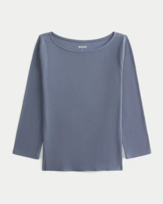 3/4 Kollu Slash-Neck Bebek Tişörtü