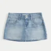 Açık Renk Yıkanmış Çivili Denim Mini Etek Açık Renk Yıkanmış Çivili Denim Mini Etek