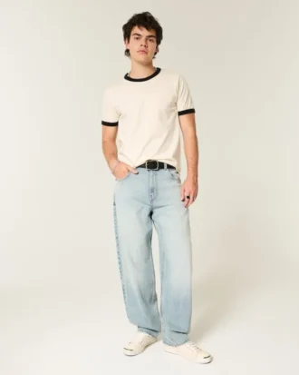 Açık Renk Yıkanmış Skater Baggy Jean