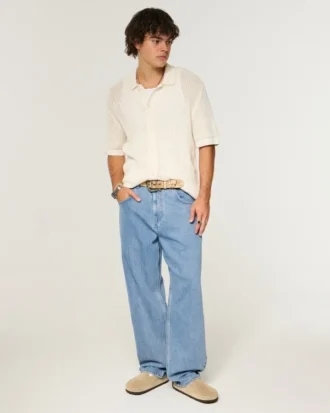 Açık Renk Yıkanmış Skater Baggy Jean