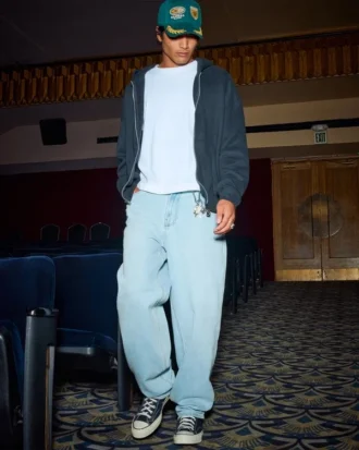Açık Renk Yıkanmış Skater Baggy Jean
