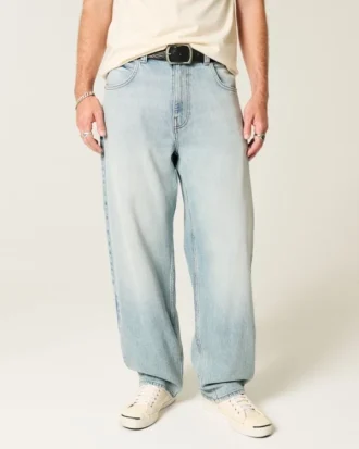 Açık Renk Yıkanmış Skater Baggy Jean