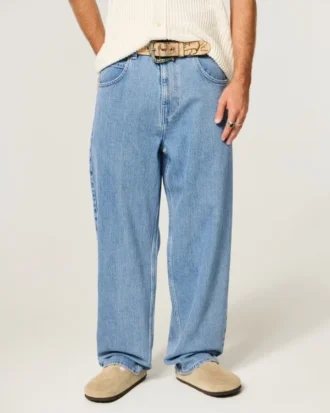 Açık Renk Yıkanmış Skater Baggy Jean