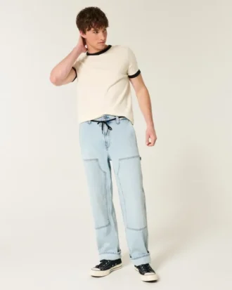 Açık Renkli Bol Kesim Carpenter Jeans