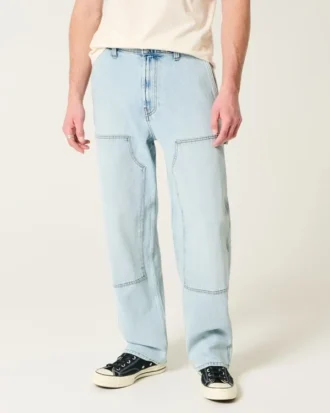 Açık Renkli Bol Kesim Carpenter Jeans