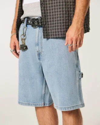 Açık Renkli Bol Kesim Denim Boyacı Şortu