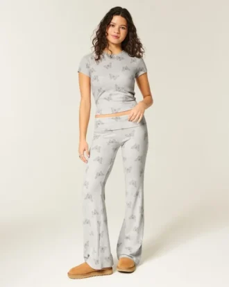 Always Cozy Örgü Katlamalı Bel Geniş Paça Pantolon