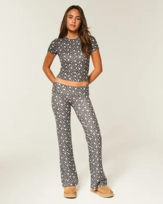 Always Cozy Örgü Katlamalı Bel Geniş Paça Pantolon
