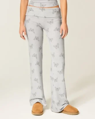Always Cozy Örgü Katlamalı Bel Geniş Paça Pantolon