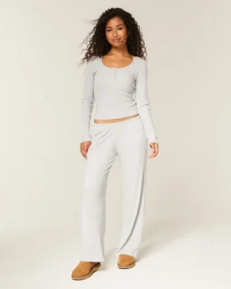 Always Cozy Rib Henley & Geniş Paça Pantolon Seti