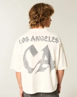Ağır Baggy Crop Los Angeles Grafik Futbol Tişörtü