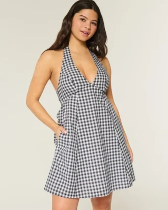 Arkası Açık Halter Mini Elbise