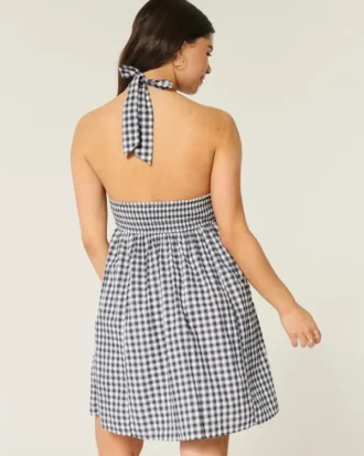 Arkası Açık Halter Mini Elbise