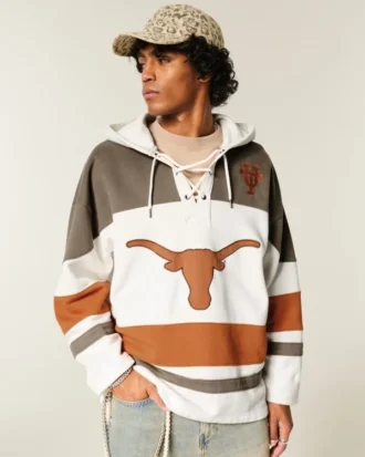 Austin’deki Texas Üniversitesi Longhorns Grafik Hokey Forması Kapüşonlu Sweatshirt