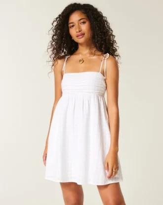 Babydoll Bağcıklı Mini Elbise