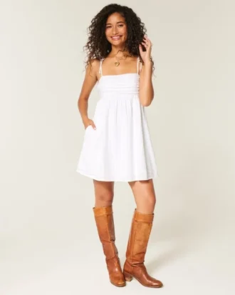 Babydoll Bağcıklı Mini Elbise