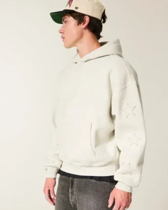 Baggy Cinch Star Aplike Kapüşonlu Sweatshirt
