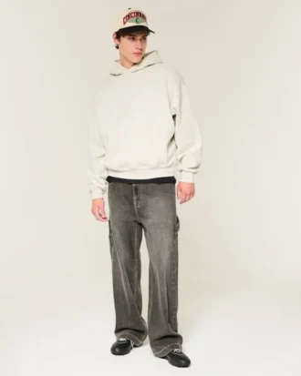 Baggy Cinch Star Aplike Kapüşonlu Sweatshirt