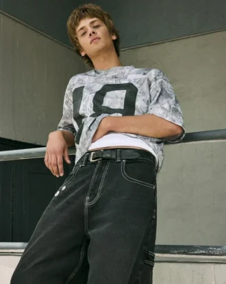 Baggy Grafik Kamuflaj Jersey