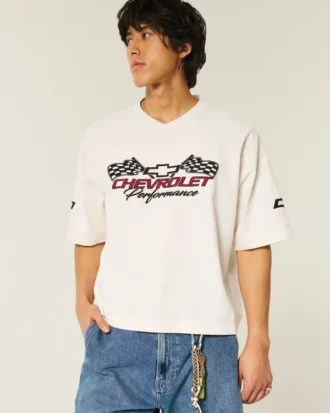 Baggy Heavyweight Crop Chevrolet Grafikli Tişört