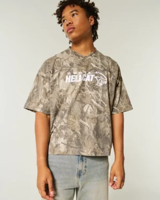 Baggy Heavyweight Crop Dodge Grafik Kamuflaj Tişört