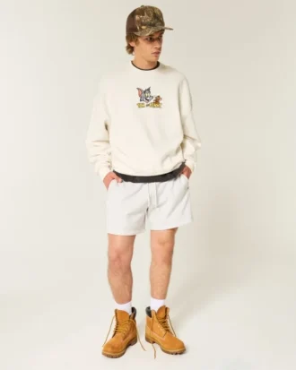 Bol Cinch Tom ve Jerry Grafikli Crew Sweatshirt