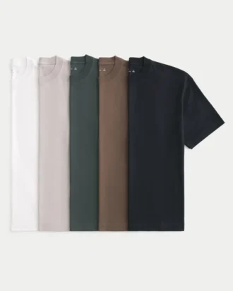 Boxy Ağır Pamuklu Crew T-Shirt 5’li Paket