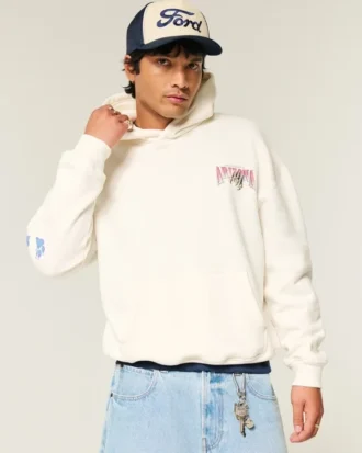 Boxy Arizona Üniversitesi Wildcats Grafik Kapüşonlu Sweatshirt