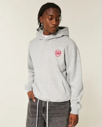 Boxy Arsenal FC Grafik Kapüşonlu Sweatshirt