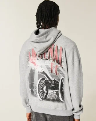 Boxy Arsenal FC Grafik Kapüşonlu Sweatshirt