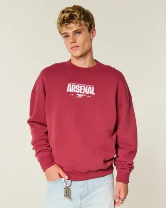 Boxy Arsenal FC Grafikli Crew Sweatshirt