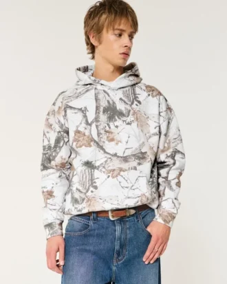 Boxy Camo Kapüşonlu Sweatshirt