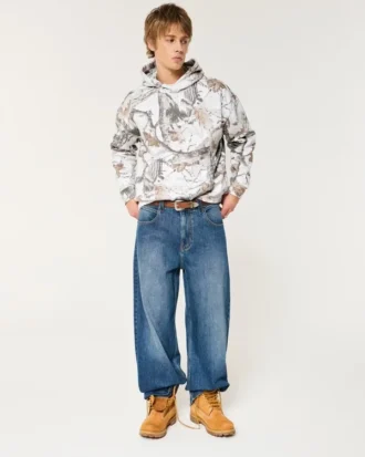 Boxy Camo Kapüşonlu Sweatshirt