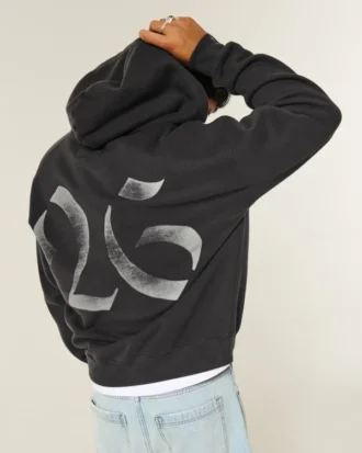 Boxy Class of 26 Grafik Fermuarlı Kapüşonlu Sweatshirt