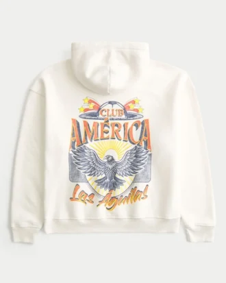 Boxy Club América Las Águillas Grafik Kapüşonlu Sweatshirt