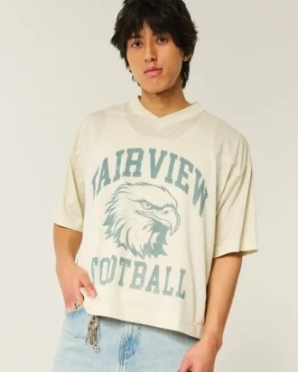 Boxy Crop Fairview Futbol Grafikli Jersey