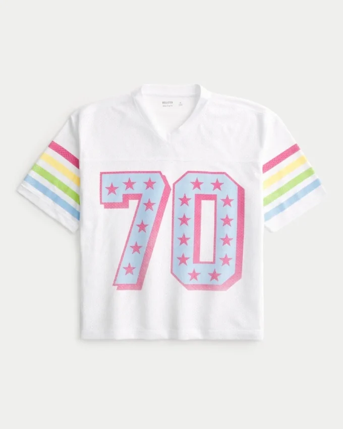 Boxy Crop Number Grafikli Jersey