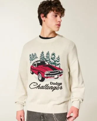 Boxy Dodge Challenger Grafikli Crew Kazak
