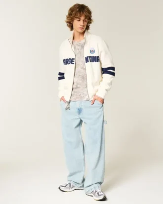 Boxy Half-Zip Arjantin Grafikli Sweatshirt