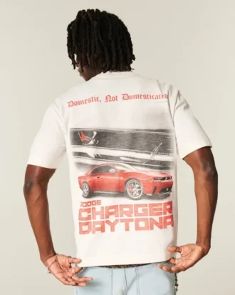 Boxy Heavyweight Dodge Charger Daytona Grafikli Tişört