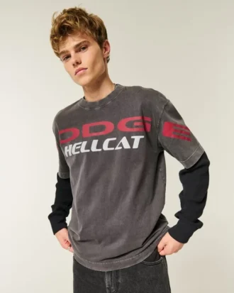 Boxy Heavyweight Dodge Hellcat Grafikli Tişört