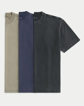 Boxy Heavyweight Yıkanmış Crew T-Shirt 3’lü Paket