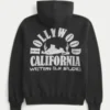 Boxy Hollywood Grafik Kapüşonlu Sweatshirt