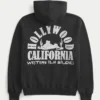 Boxy Hollywood Grafik Kapüşonlu Sweatshirt