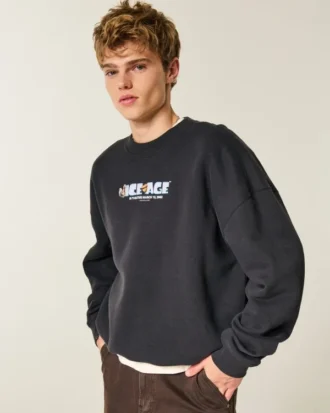 Boxy Ice Age Grafikli Crew Sweatshirt