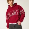 Boxy Indiana Üniversitesi Hoosiers Grafik Kapüşonlu Sweatshirt