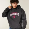 Boxy Indiana Üniversitesi Hoosiers Grafik Kapüşonlu Sweatshirt