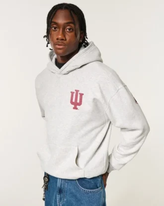 Boxy Indiana Üniversitesi Hoosiers Grafik Kapüşonlu Sweatshirt Boxy Indiana Üniversitesi Hoosiers Grafik Kapüşonlu Sweatshirt