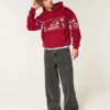 Boxy Indiana Üniversitesi Hoosiers Grafik Kapüşonlu Sweatshirt