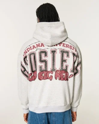 Boxy Indiana Üniversitesi Hoosiers Grafik Kapüşonlu Sweatshirt Boxy Indiana Üniversitesi Hoosiers Grafik Kapüşonlu Sweatshirt